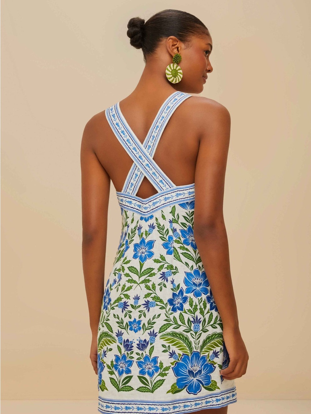 FARM Rio White Mini Dress with Blue and Green Floral Print - Picture 2 of 5